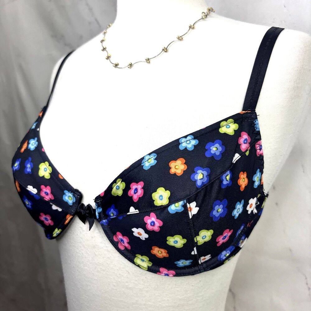 00's vintage Flower Power Bra floral lace coquette fairy y2k 36B push up Whimsi